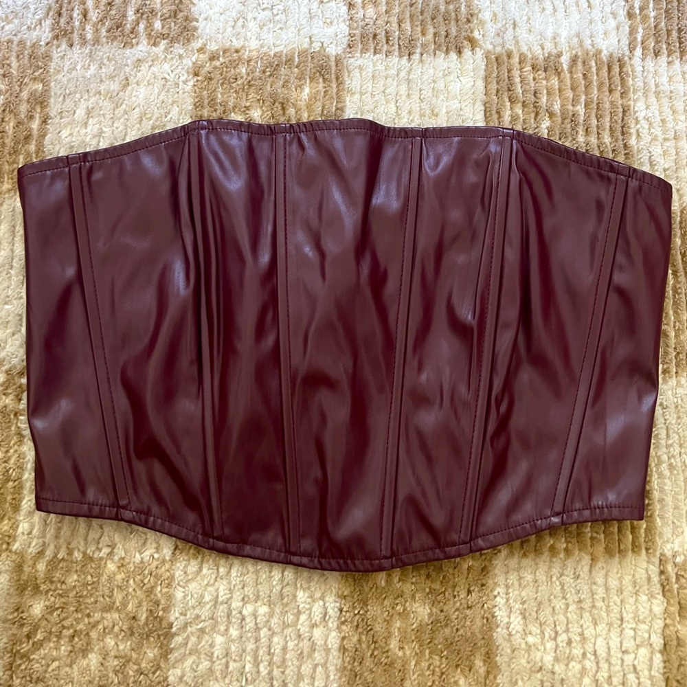 Leather burgundy tube top